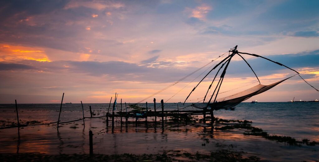 india, sunset, backwaters, kerala, dusk, nature, fishing nets, landscape, twilight, kerala, kerala, kerala, kerala, kerala
